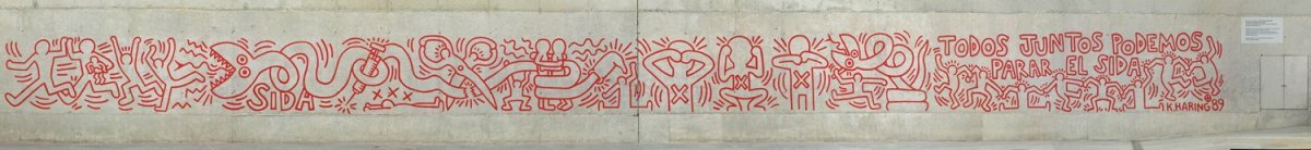 Grafiti 'Todos juntos podemos parar el sida' de Keith Haring.