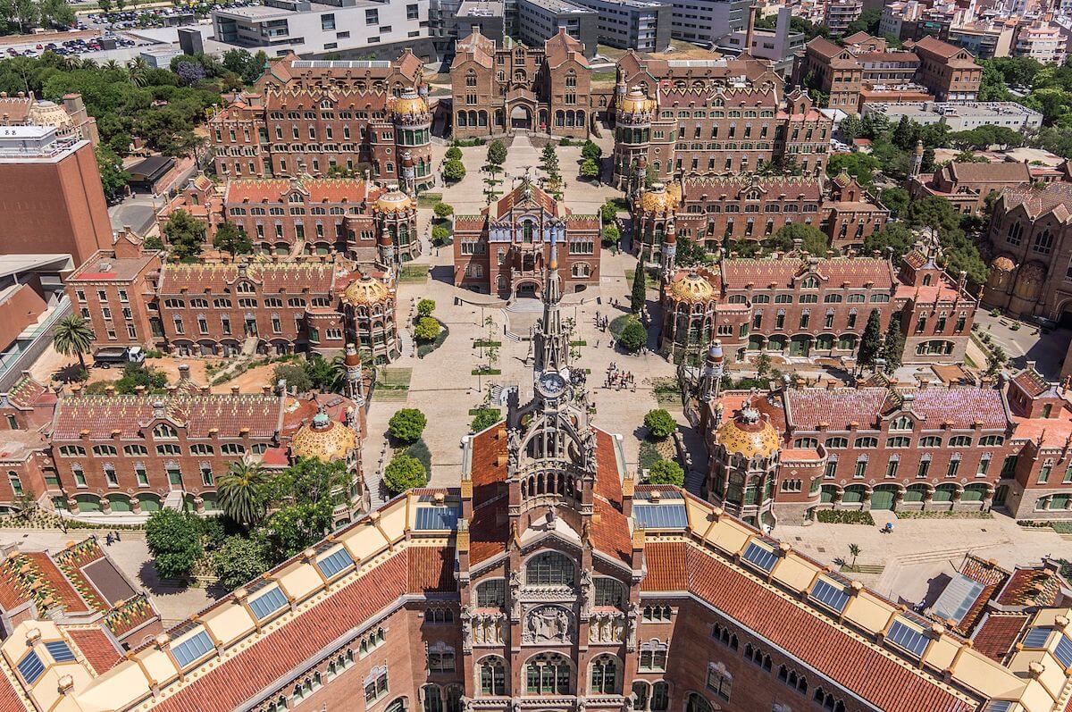 Aerial view of the Sant Pau Modernist Campus