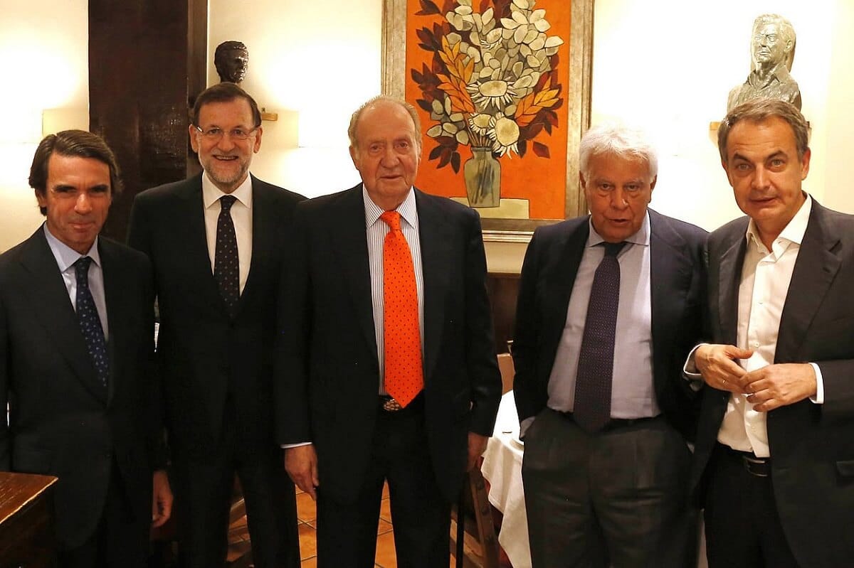 Cena Rey emérito Juan Carlos I y expresidentes Rajoy, Zapatero, Aznar y González