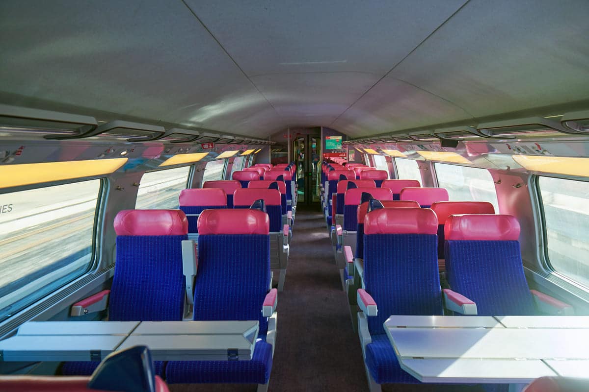 Interior dels comboi que utilitza la companyia francesa a la xarxa d'alta velocitat.